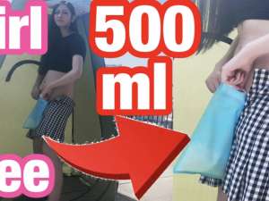 100円ショップの携帯トイレを試してみよう！ビルの屋上で！痴女姉さんの屋外放尿記