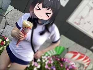 ブルマ体操服姿でリモコンバイブ挿入！ノーブラ散歩する巨乳露出狂痴女！オマンコの快感に耐えながらクレープ食べる