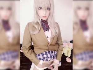 JK制服女装子男の娘の変態オナニー！女の子になりきってアナルにエネマグラやバイブ挿入！興奮MAXで手コキ射精！